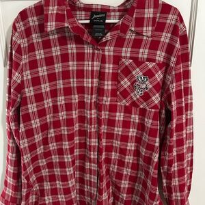 Women's Red Plaid Button Down Shirt